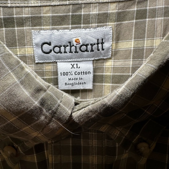 Carhartt Shirt Mens XL Plaid Short Sleeve Button Down Shirt Relaxed Fit - Picture 4 of 7
